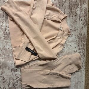 Forever 21 Pink/Beige Track Jacket and Pants Set